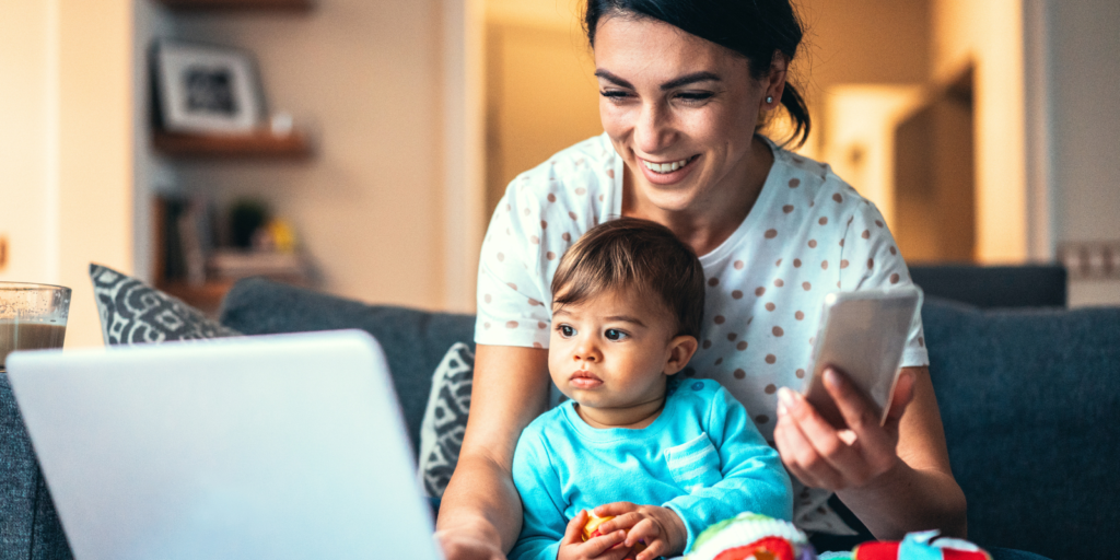 A Freelance Mom working with her Son.